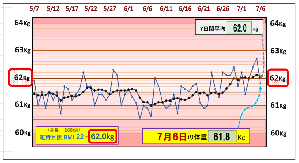 （BMI＝22）の維持を目標にしたグラフ