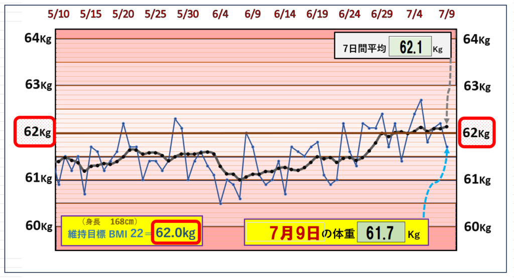 （BMI＝22）の維持を目標にしたグラフ