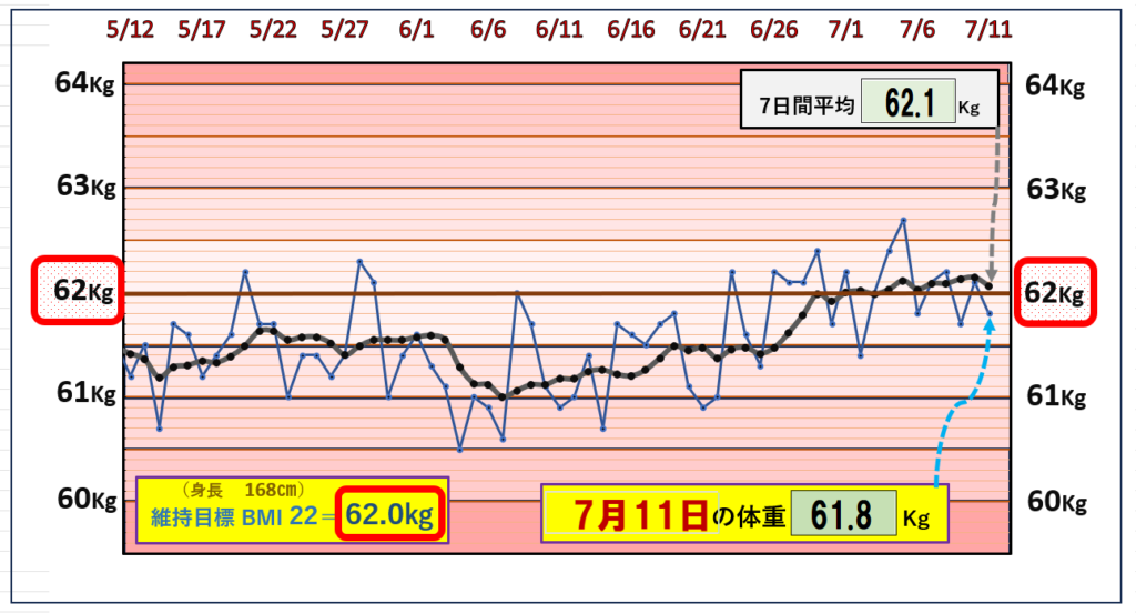 （BMI＝22）の維持を目標にしたグラフ