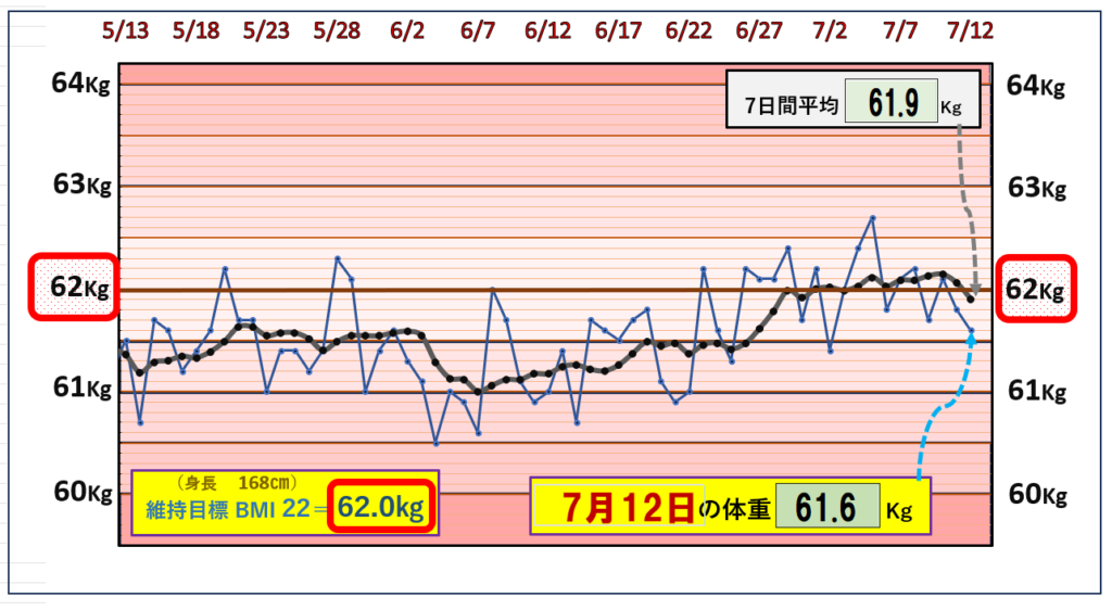 （BMI＝22）の維持を目標にしたグラフ