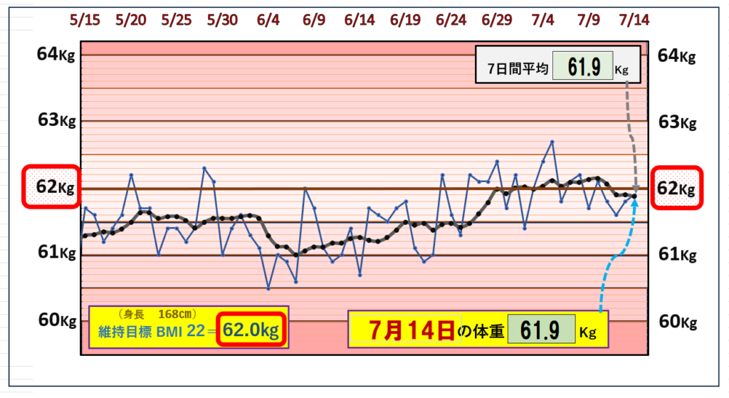 （BMI＝22）の維持を目標にしたグラフ