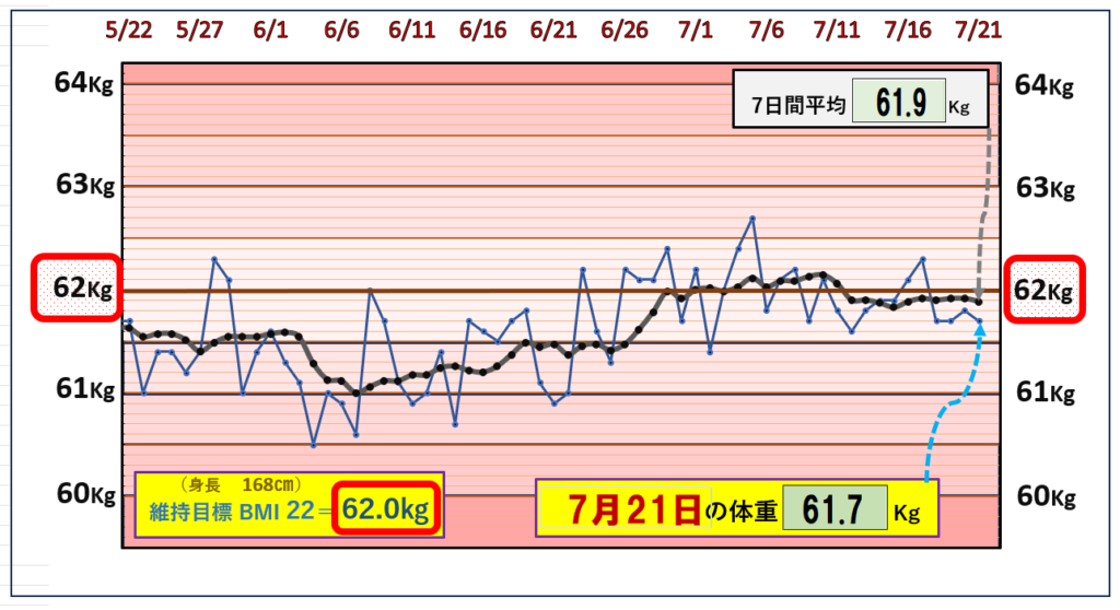 （BMI＝22）の維持を目標にしたグラフ