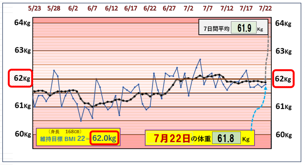 （BMI＝22）の維持を目標にしたグラフ