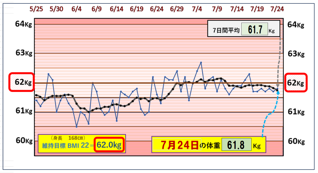 （BMI＝22）の維持を目標にしたグラフ