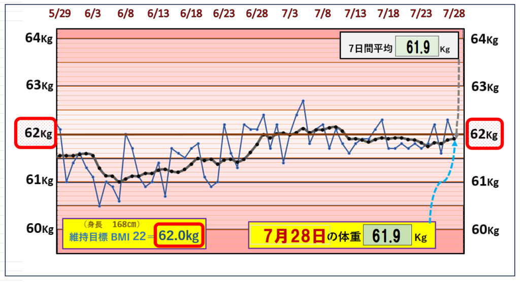 （BMI＝22）の維持を目標にしたグラフ