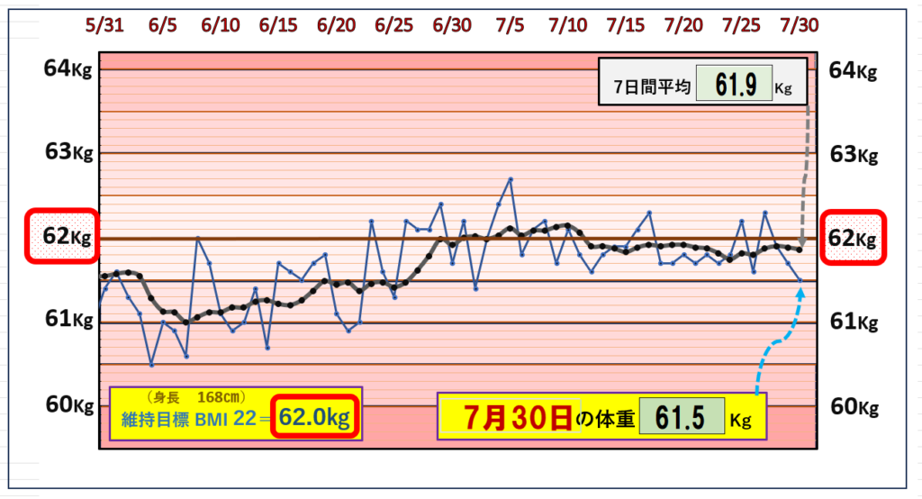 （BMI＝22）の維持を目標にしたグラフ