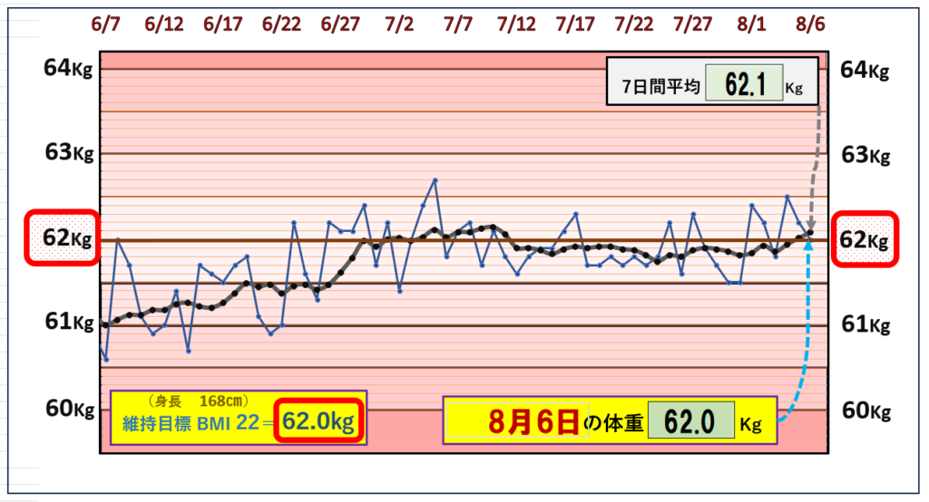 （BMI＝22）の維持を目標にしたグラフ