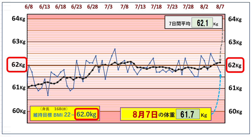 （BMI＝22）の維持を目標にしたグラフ