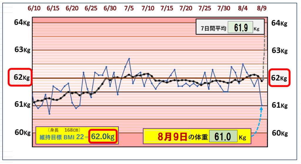 （BMI＝22）の維持を目標にしたグラフ