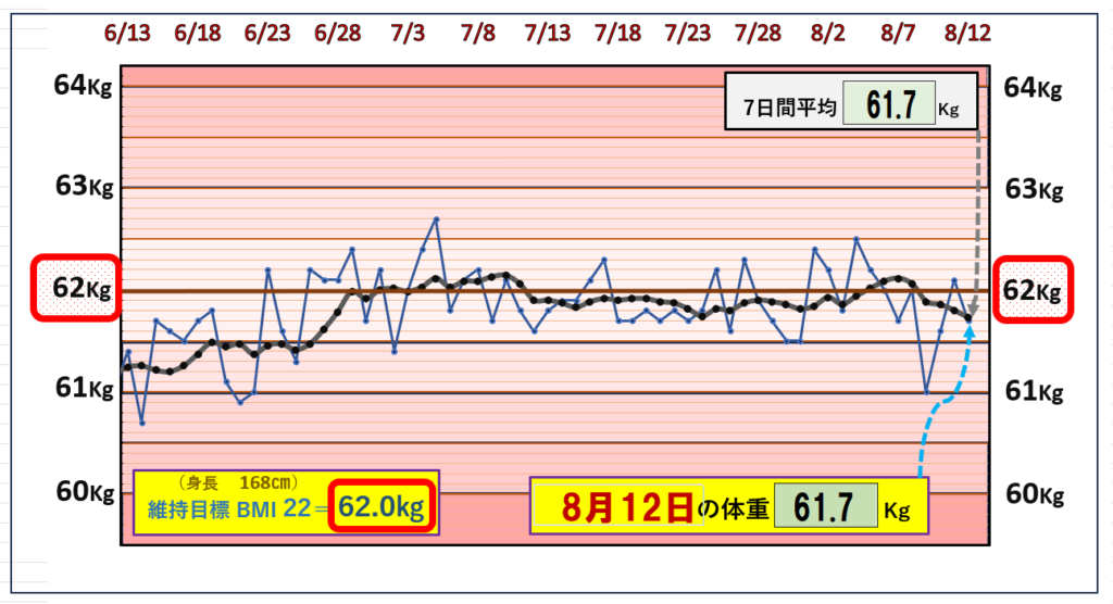 （BMI＝22）の維持を目標にしたグラフ