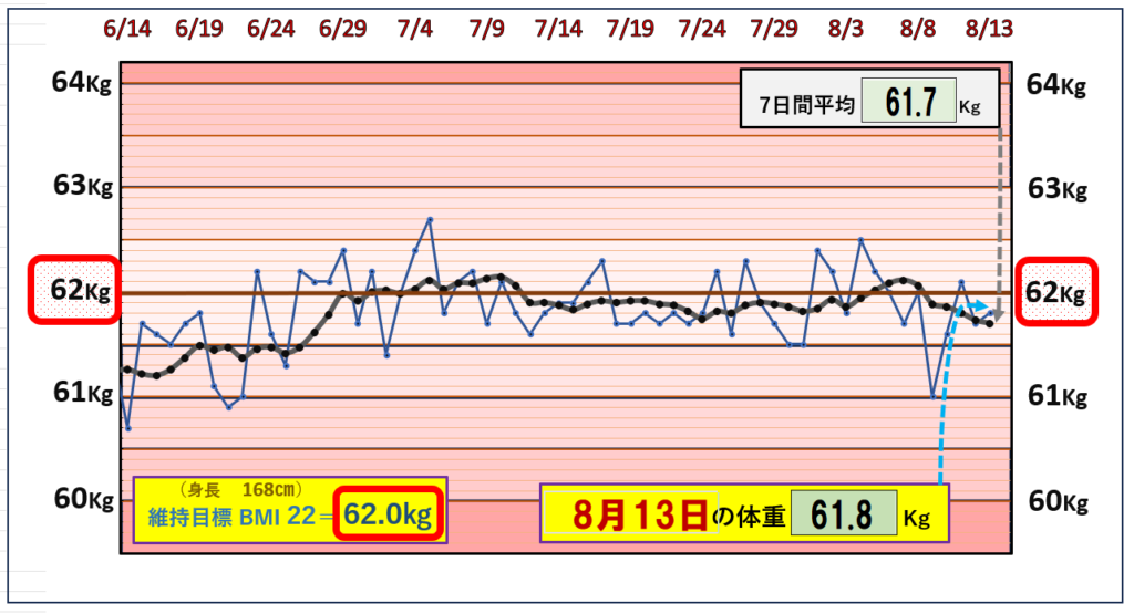 （BMI＝22）の維持を目標にしたグラフ