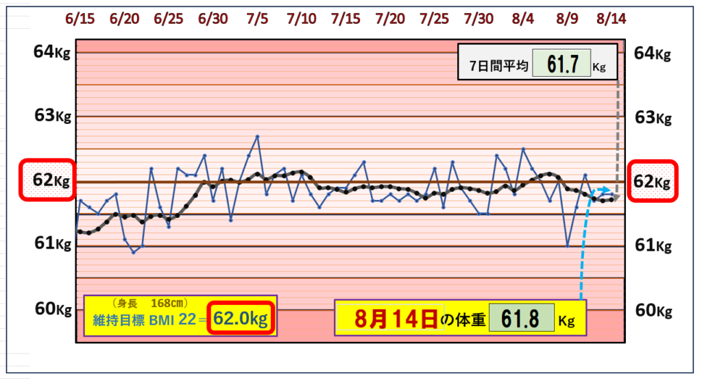 （BMI＝22）の維持を目標にしたグラフ