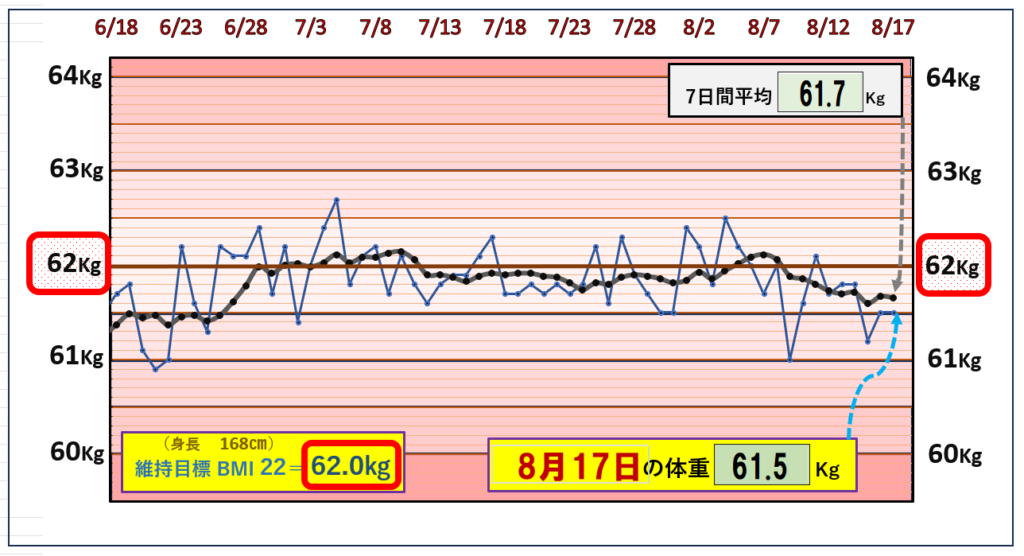 （BMI＝22）の維持を目標にしたグラフ