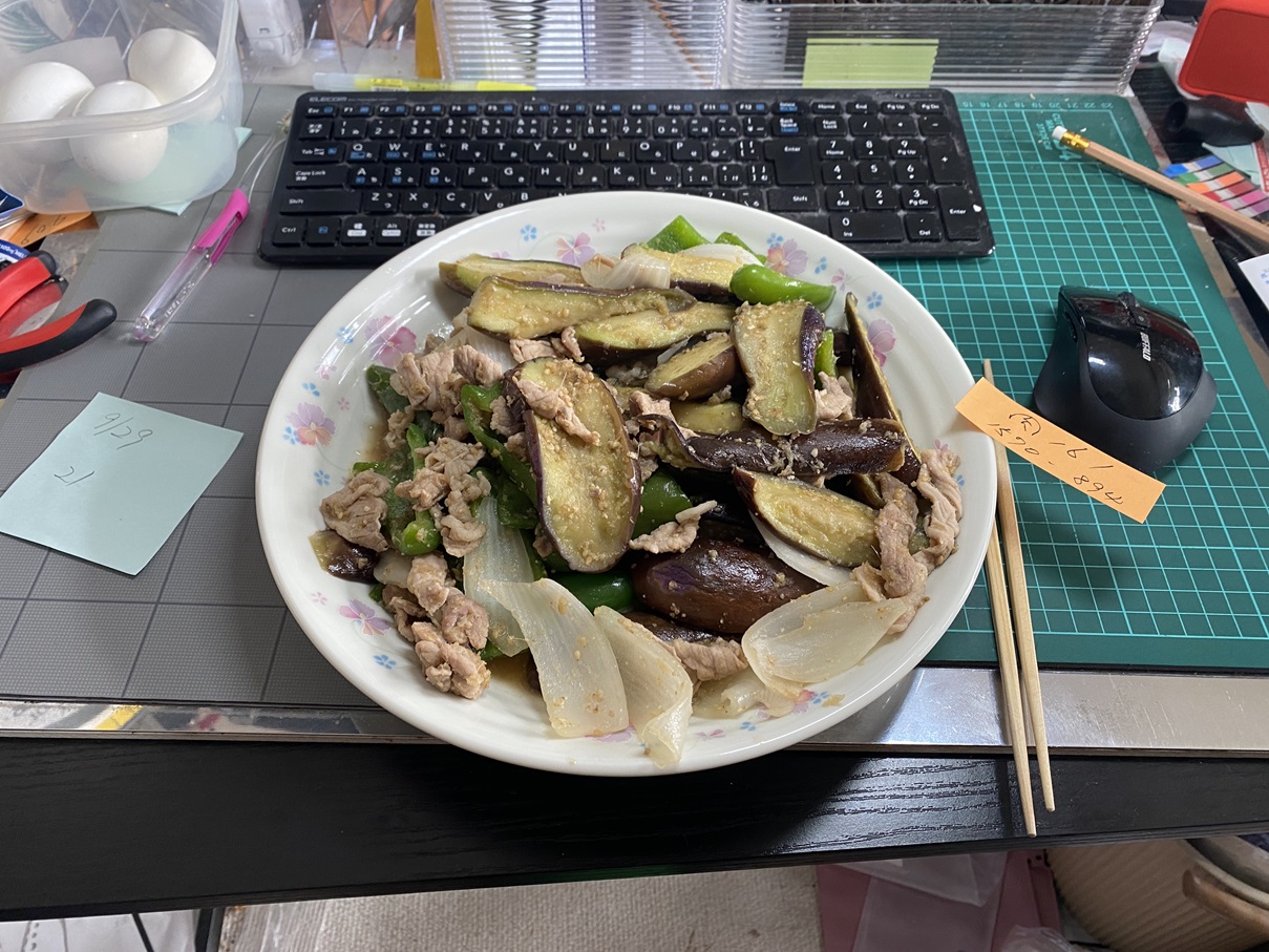 ナスと豚肉の炒め物