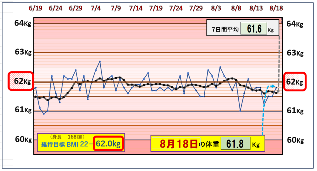 （BMI＝22）の維持を目標にしたグラフ