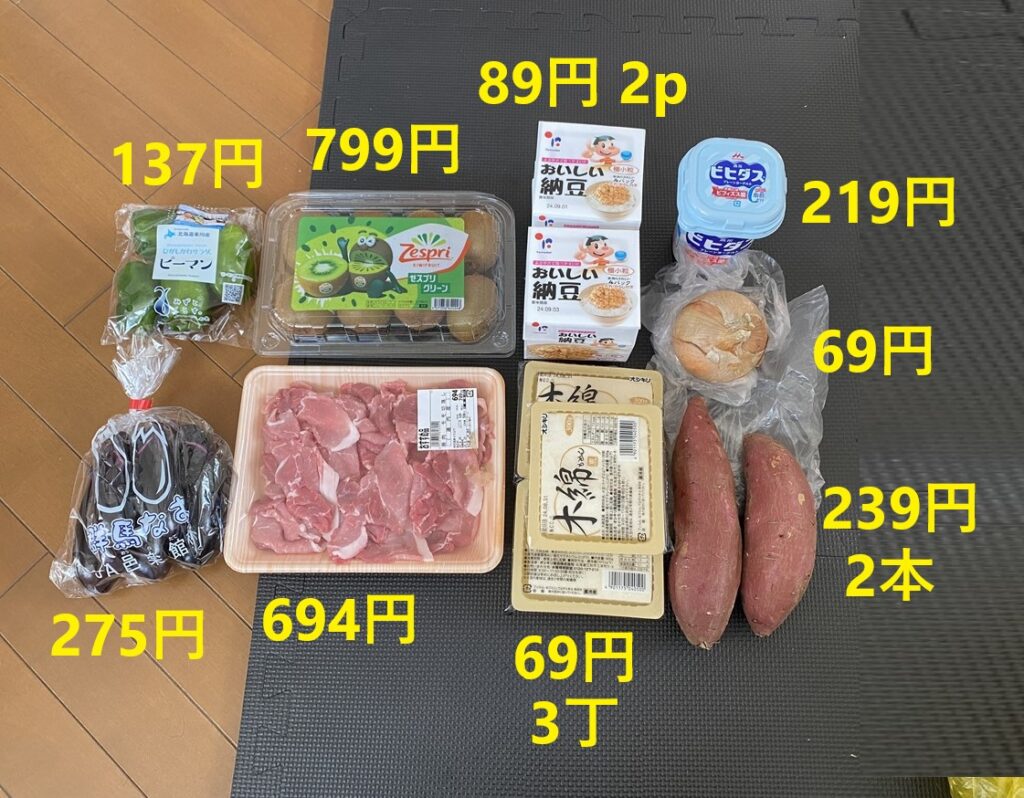 8月27日の3日分の買い物