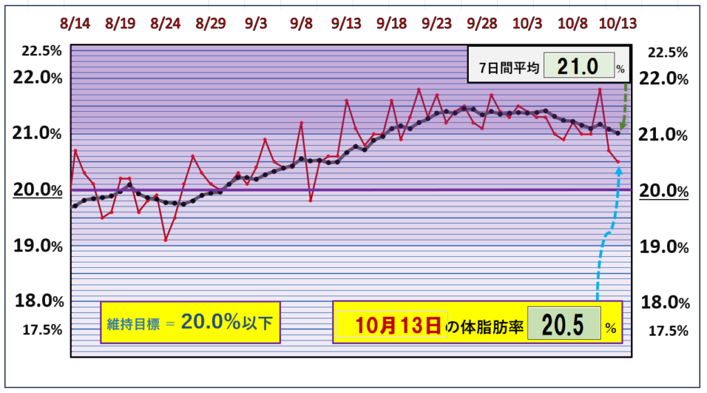 体脂肪率20％以下を目標にしたグラフ『10月13日』