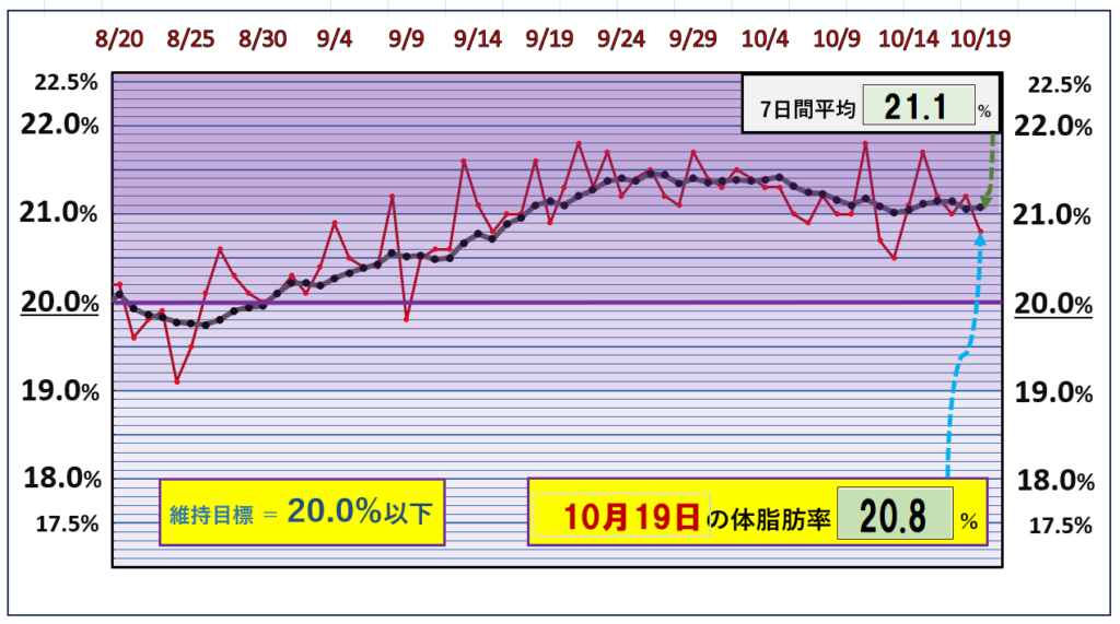 体脂肪率20％以下を目標にしたグラフ『10月19日』