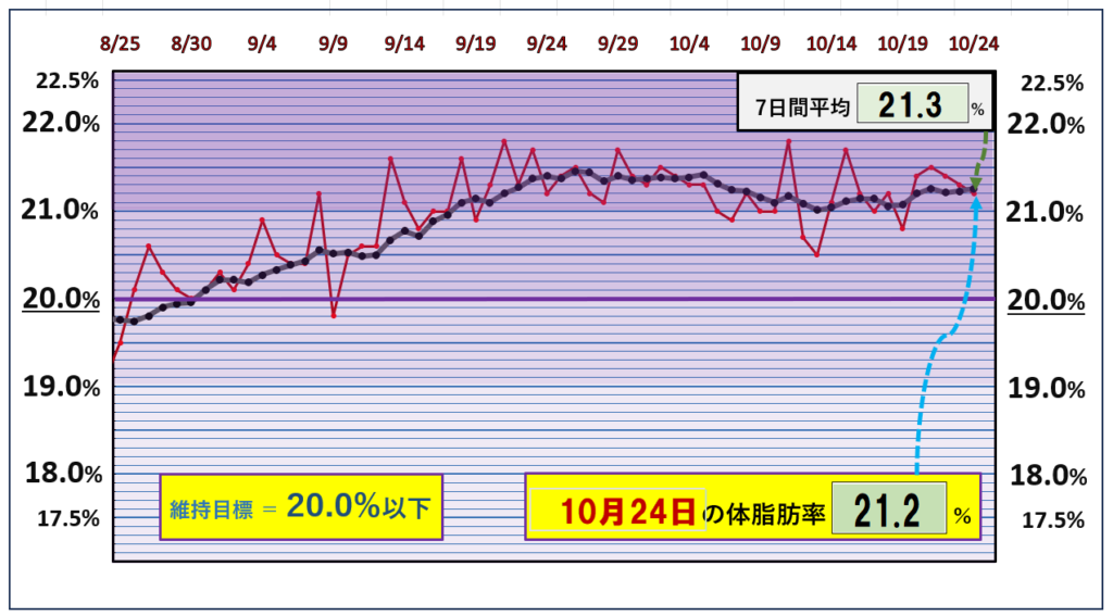 体脂肪率20％以下を目標にしたグラフ『10月24日』