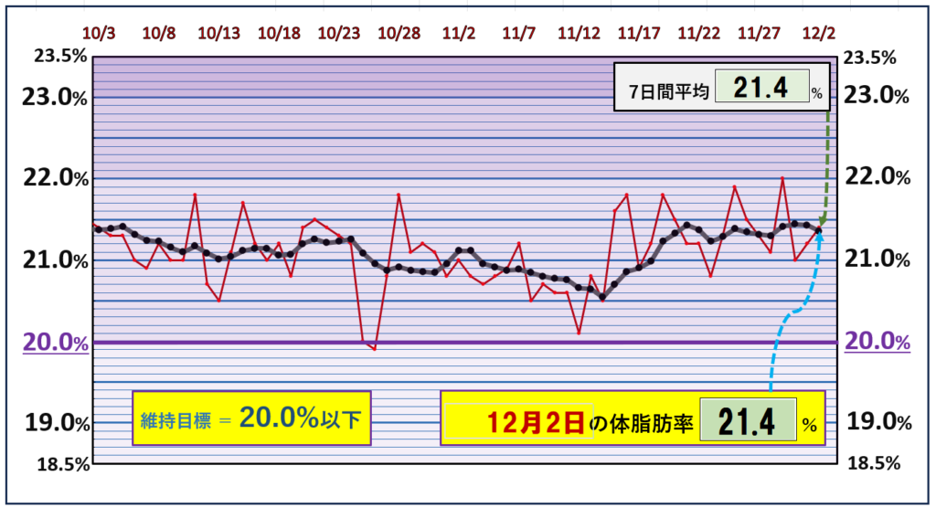 体脂肪率20％以下を目標にしたグラフ『12月2日』