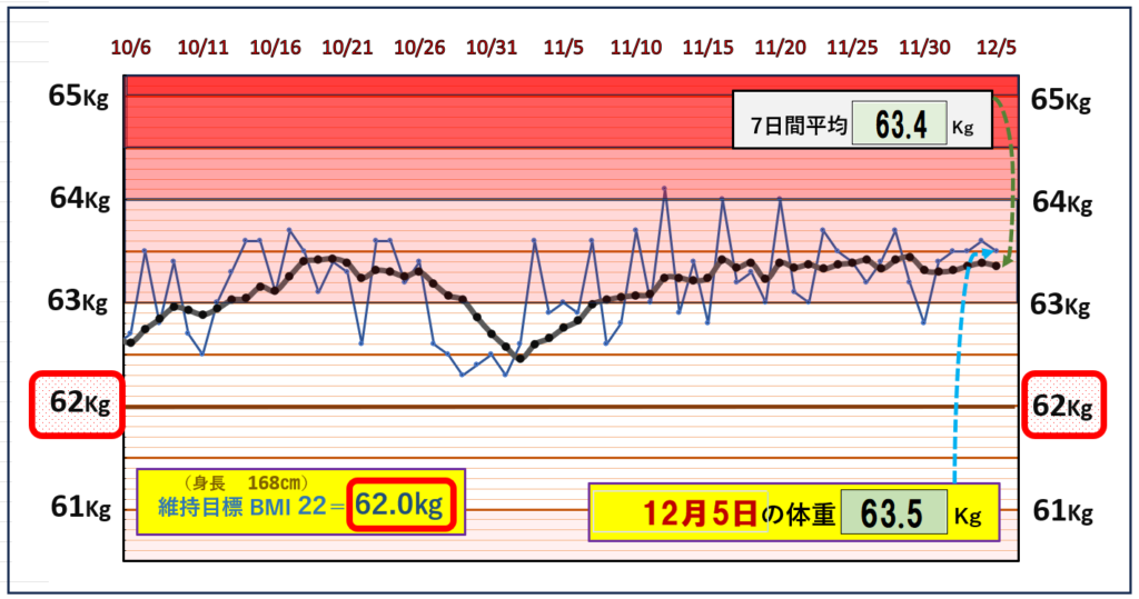 体脂肪率20％以下を目標にしたグラフ『12月5日』