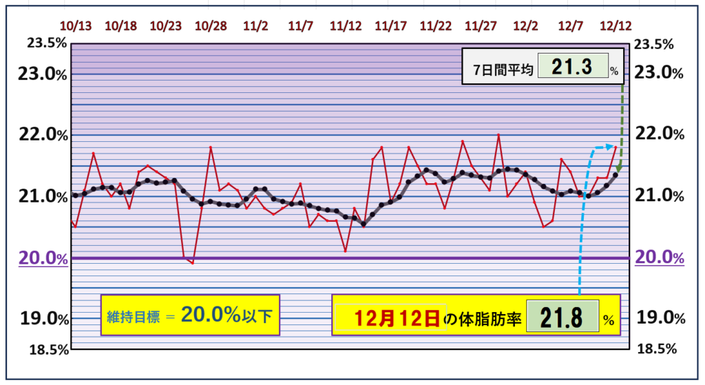 体脂肪率20％以下を目標にしたグラフ『12月12日』