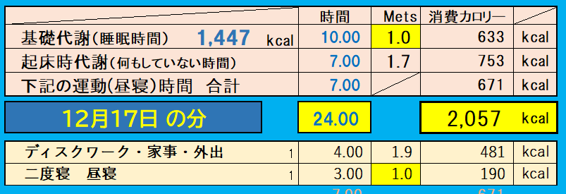 消費カロリーの合計値の画像『12月17日』