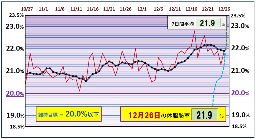 体脂肪率20％以下を目標にしたグラフ『12月26日』