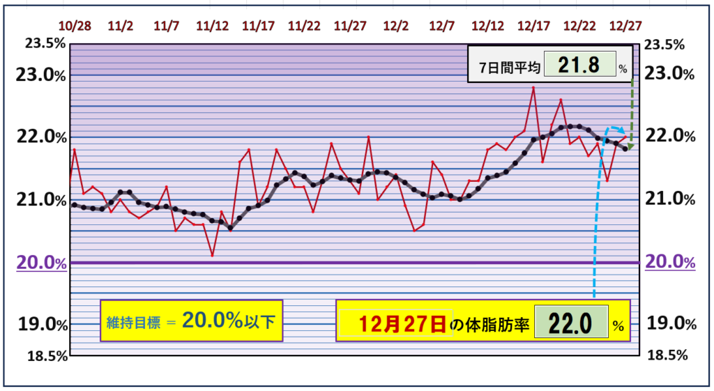 体脂肪率20％以下を目標にしたグラフ『12月27日』