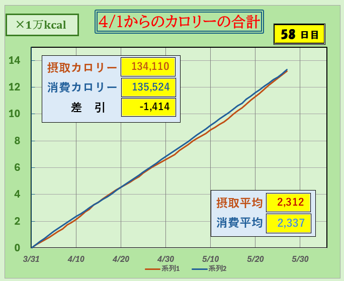 摂取カロリーと消費カロリーの合計グラフ