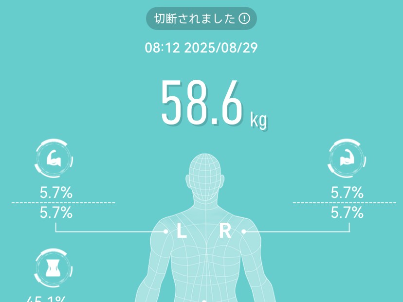体重58.6㎏のスクショ