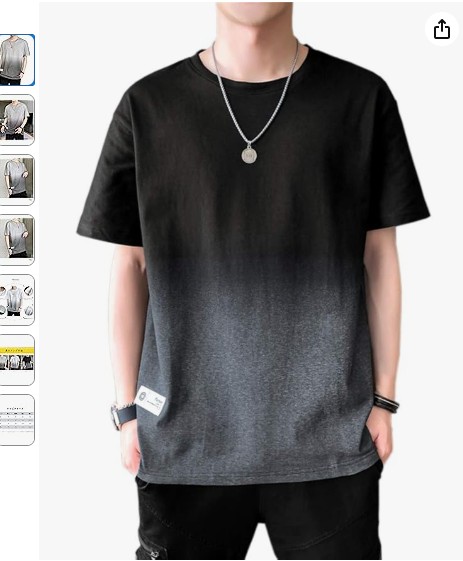 [Anzn] メンズ Tシャツ 半袖 グラデーションデザイン。綿素材で軽く柔らかい着心地。ビッグシルエットでゆったりとしたカジュアルコーデに最適。春夏秋に使える快適な丸襟カットソーで、おしゃれな大きいサイズ対応の夏服ファッションアイテム。